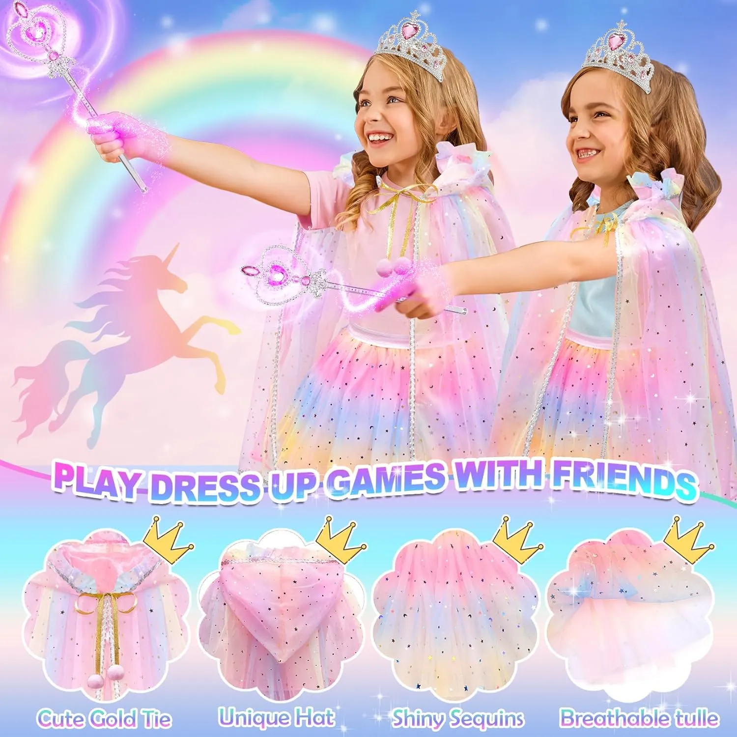 Toddler Toys for Girls,Princess Dresses for Girls Toys for 3 4 5 6 7 8 9 Year Old Girls,Princess Dress Up Clothes