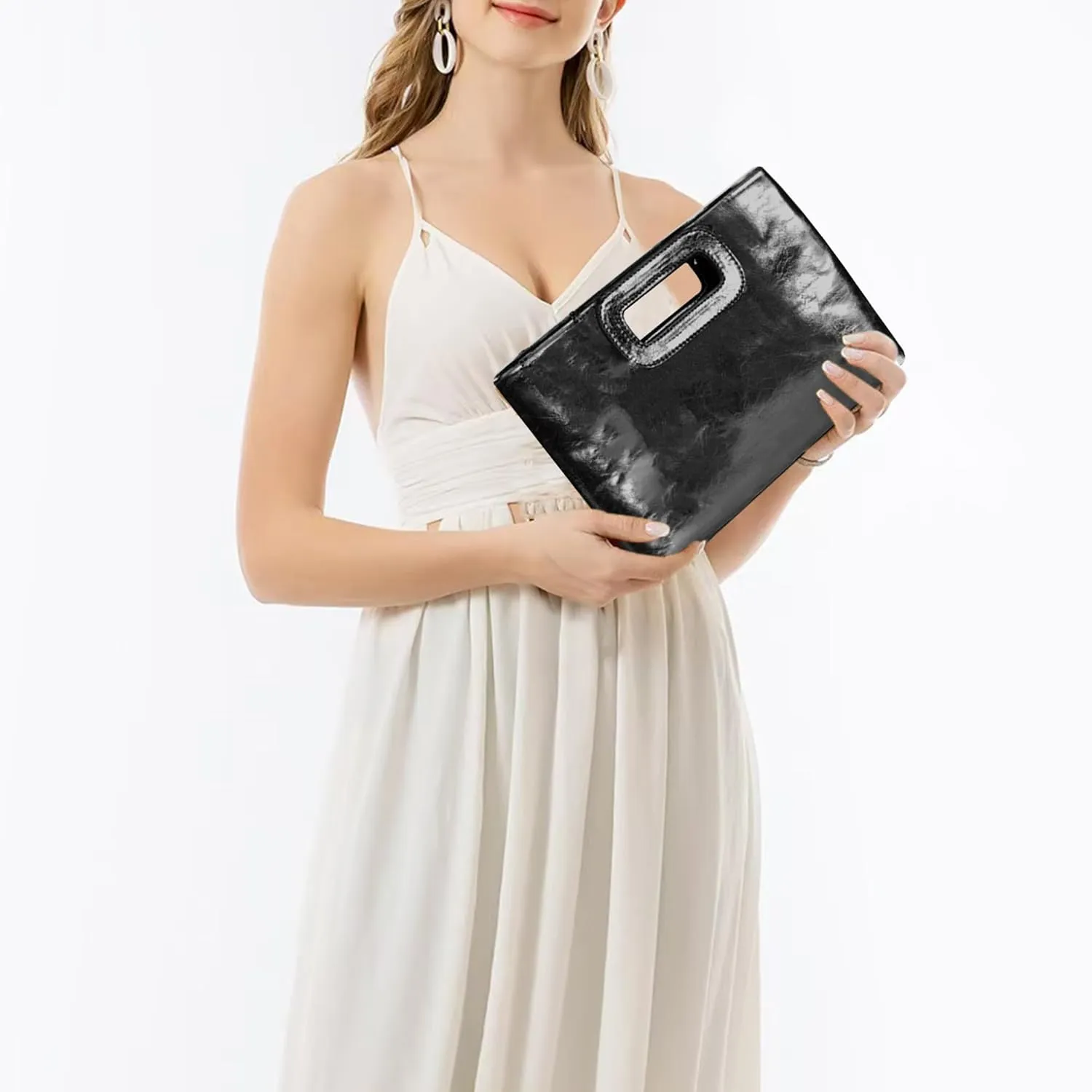 Top-Handle Clutch Purses for Women,Elegant PU Leather Evening bag for Prom, Cocktail, and Wedding