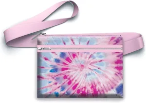 Top Trenz Inc 3 in 1 Canvas Cross Body Mask Pouch or Fanny Pack (Fashion Razzy Tie Dye Adjustable Print)