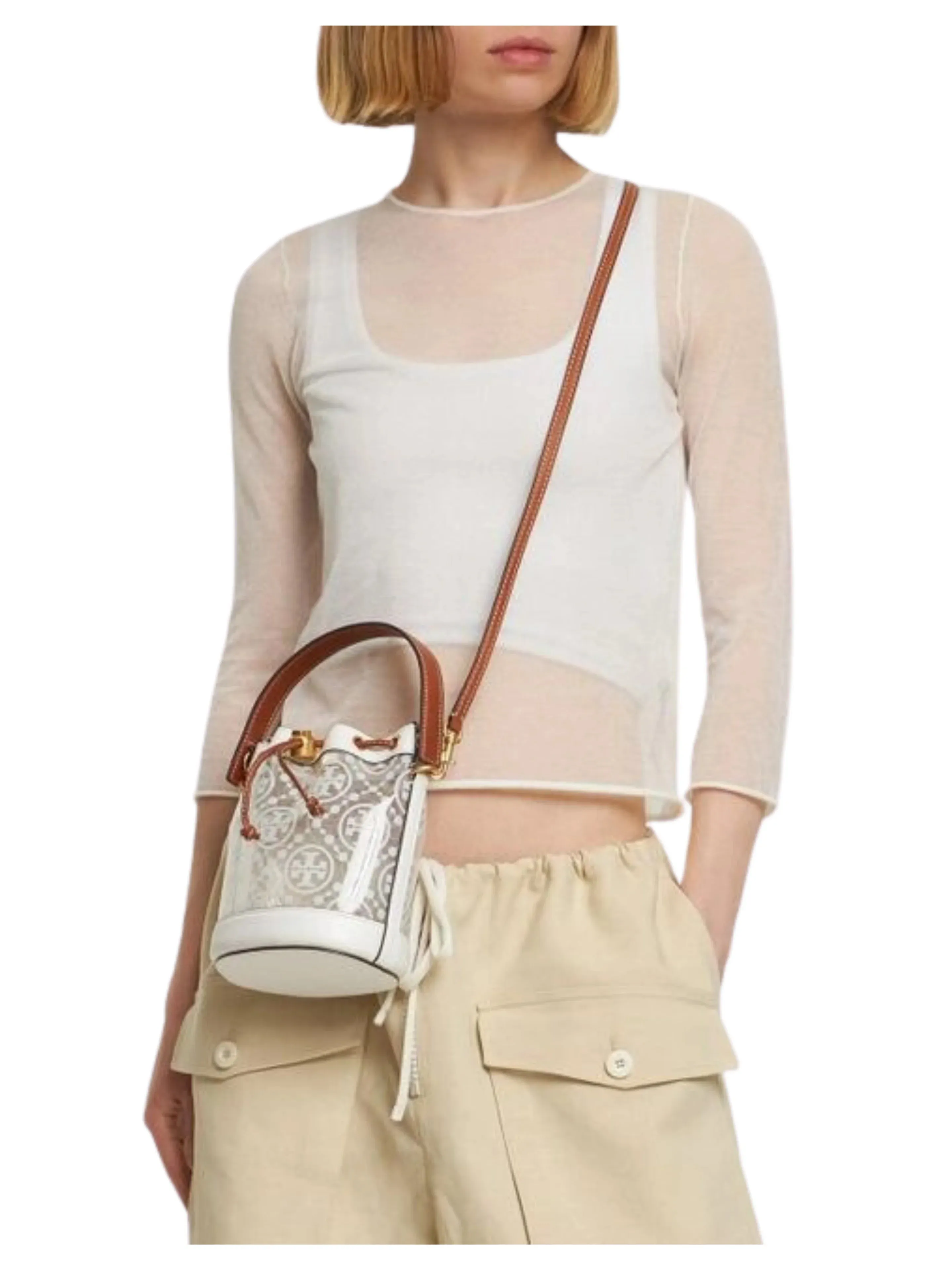 Tory Burch Monogram TPU Mini Bucket Clear