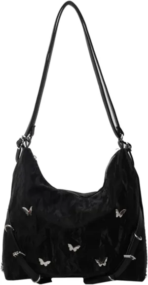 Tote Bag For Woman, Fashion PU Velvet Bag with Elegant Butterfly Decoration, Single/Double/Hand Strap Options