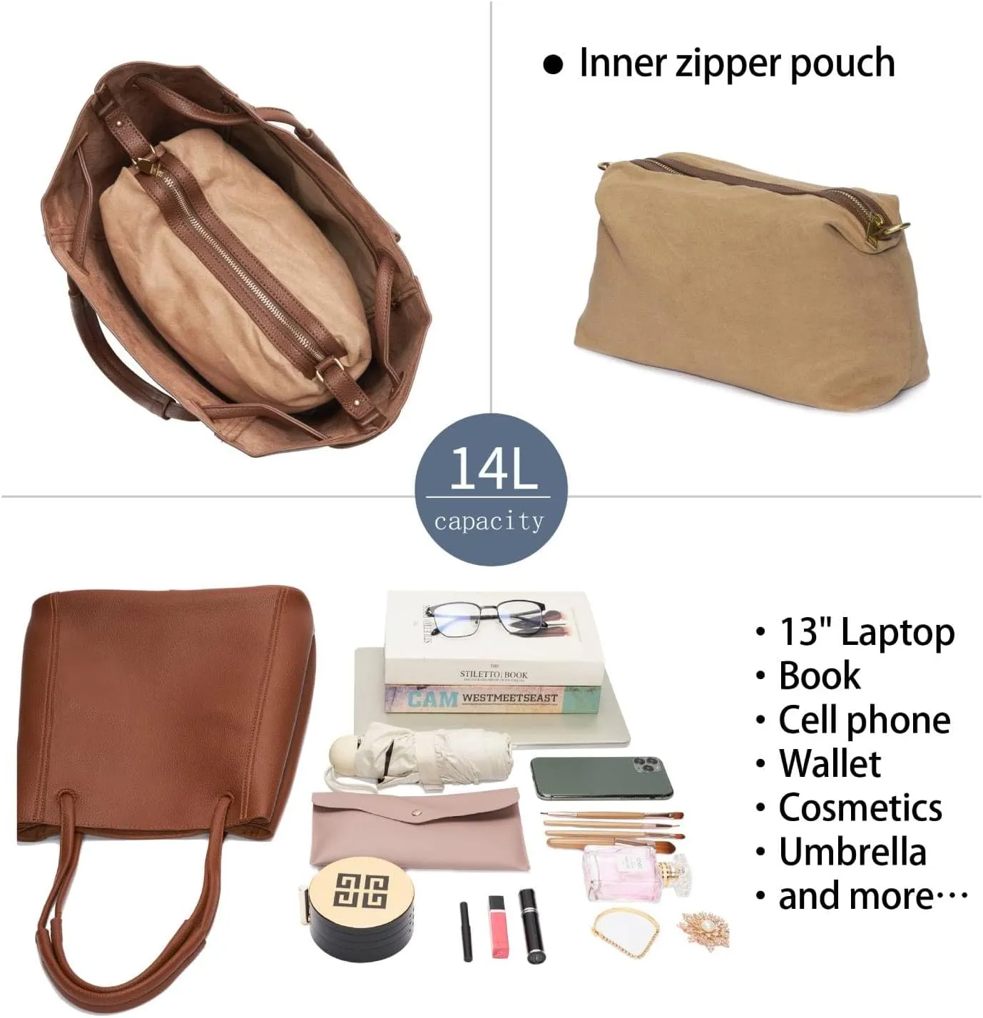 Tote Bag for Women Large Shoulder Bag Work Casual Handbags 2025 with Adjustable Strap 2PCS