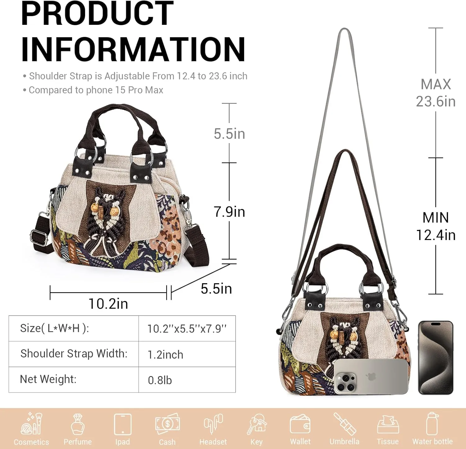 Tote Bag for Women With Zipper, Small Crossbody Bags for Women Trendy, Hand-Woven Shoulder Handbags