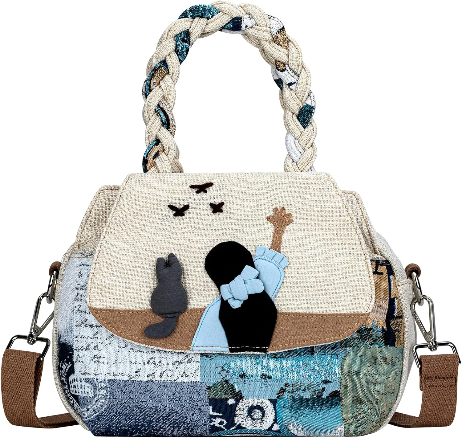 Tote Bag With Zipper, Small Crossbody Bags for Women Trendy, Hand-Woven Shoulder Handbags for Women