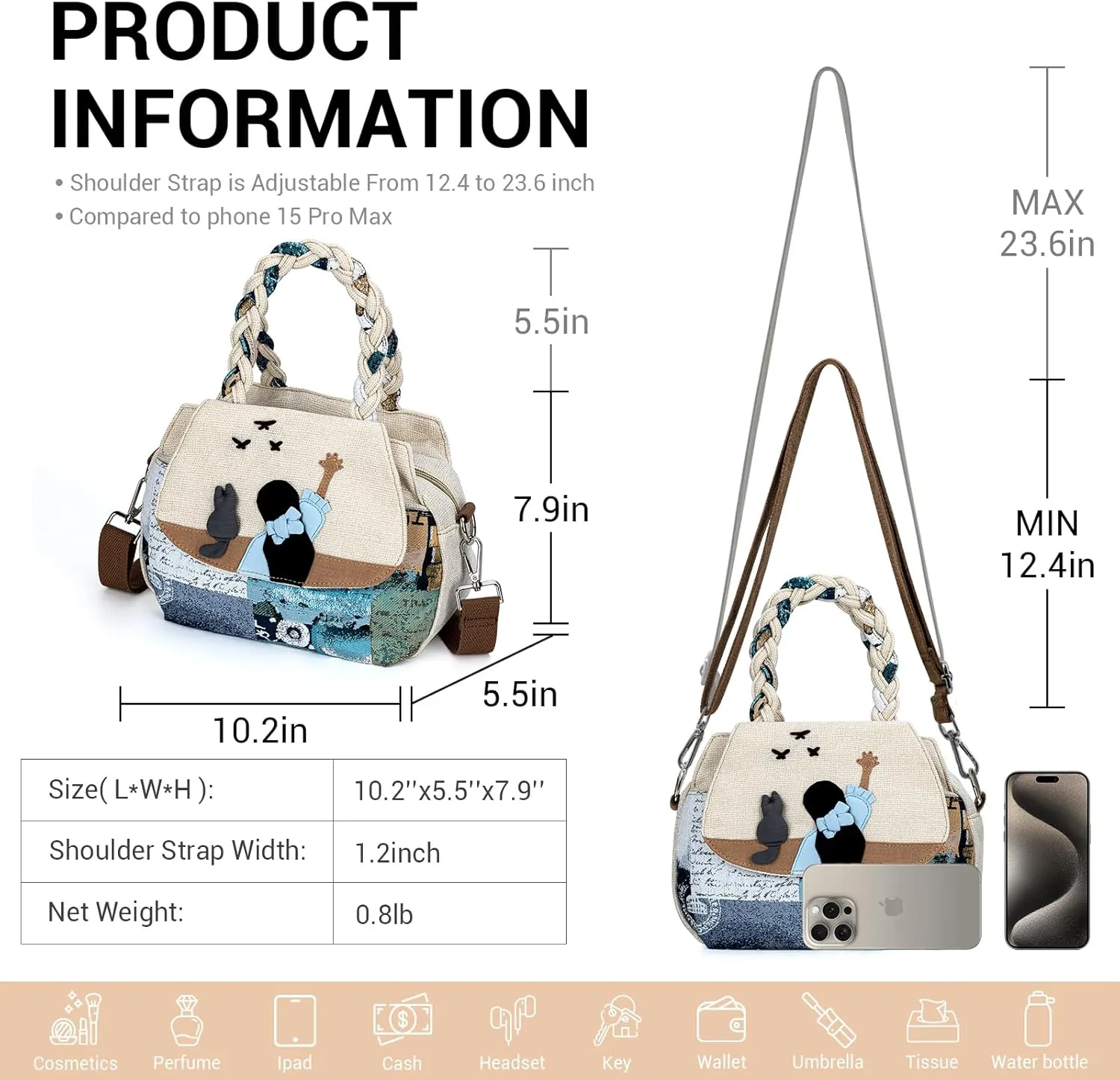 Tote Bag With Zipper, Small Crossbody Bags for Women Trendy, Hand-Woven Shoulder Handbags for Women