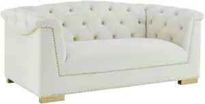 TOV Furniture Farah Cream Velvet Loveseat
