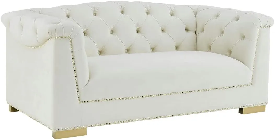 TOV Furniture Farah Cream Velvet Loveseat