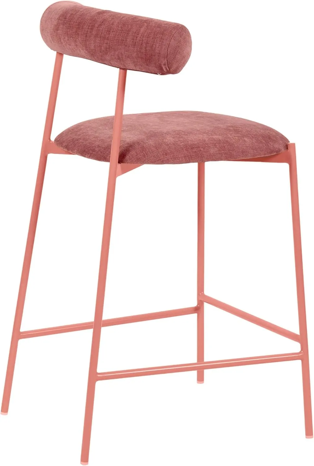 Tov Furniture Liliana Mauve Velvet Upholstered and Metal Frame Counter Stool