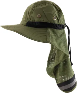 Trendy Apparel Shop High Visibility Solid Boonie Hat with Reflective Mesh Flap