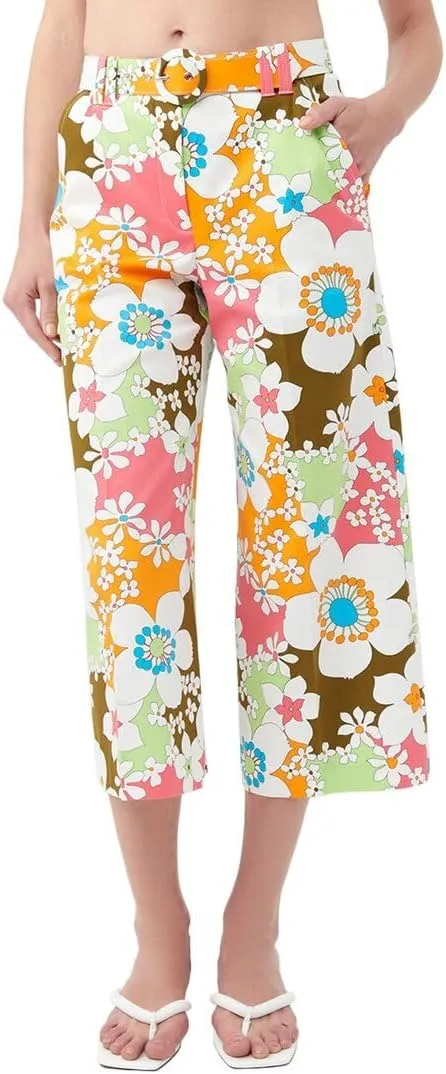 Trina Turk Women's Cropped Wide Leg Floral Pants