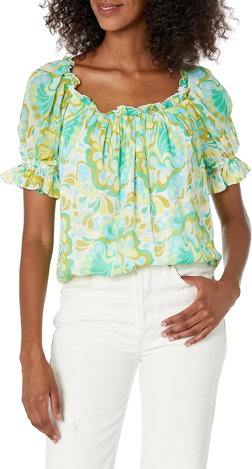 Trina Turk Women's Square Neck Blouse