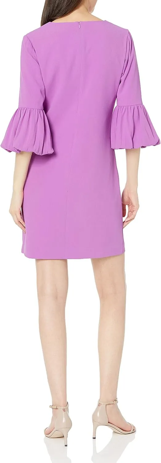 Trina Turk Women's V Neck Puff Sleeve Sheath Dress