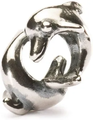 TROLLBEADS Playing Dolphins Bead - Sterling Silver Dolphin Motif | Authentic Brand Bead | Silver 925 | Essence of Life Collection | Designed by Allan Bayer