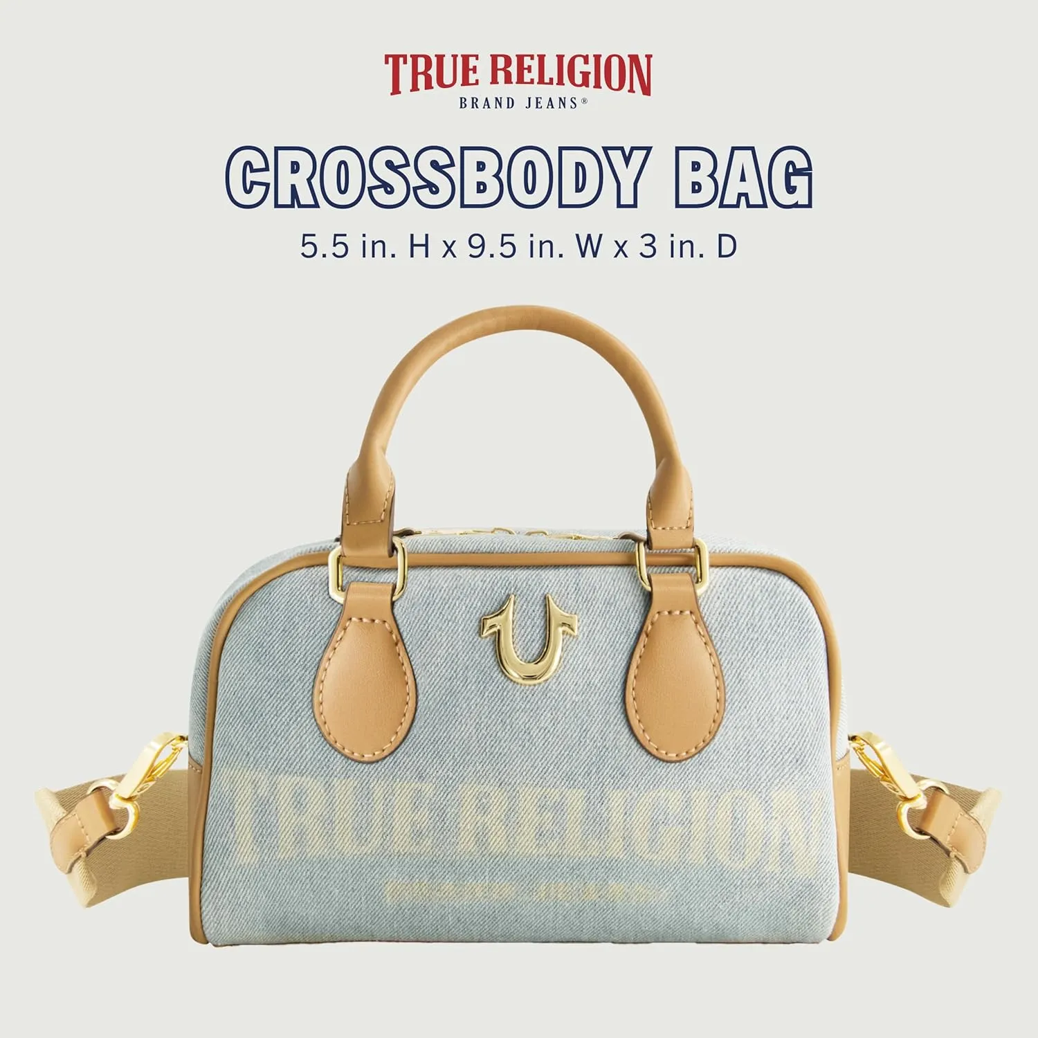 True Religion Satchel Bag, Women's Faux Leather Crossbody Purse with Adjustable Shoulder Strap