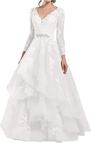 Tulle Beach Wedding Dresses for Women 2025 Lace Appliques Bridal Gown with Train