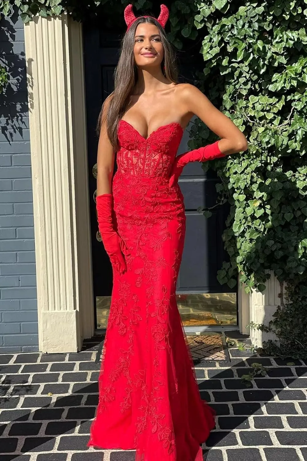 Tulle Lace Appliques Prom Dress 2025 Long Mermaid Strapless Ball Gown Evening Dresses for Women