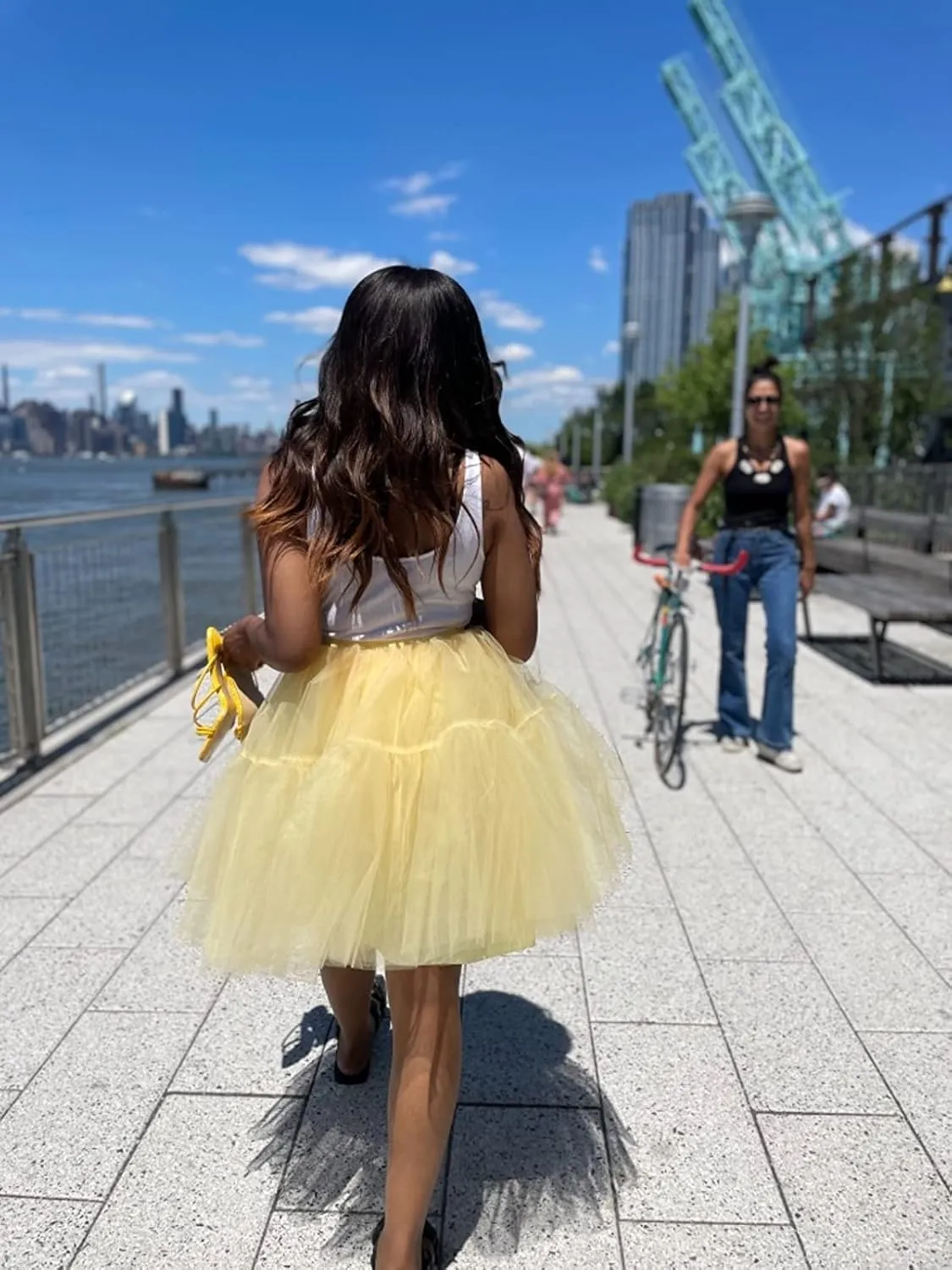 Tulle Skirt,Women's Midi Tulle Tutu Skirt Fluffy Princess Five Layers A line Party Prom Underskirt