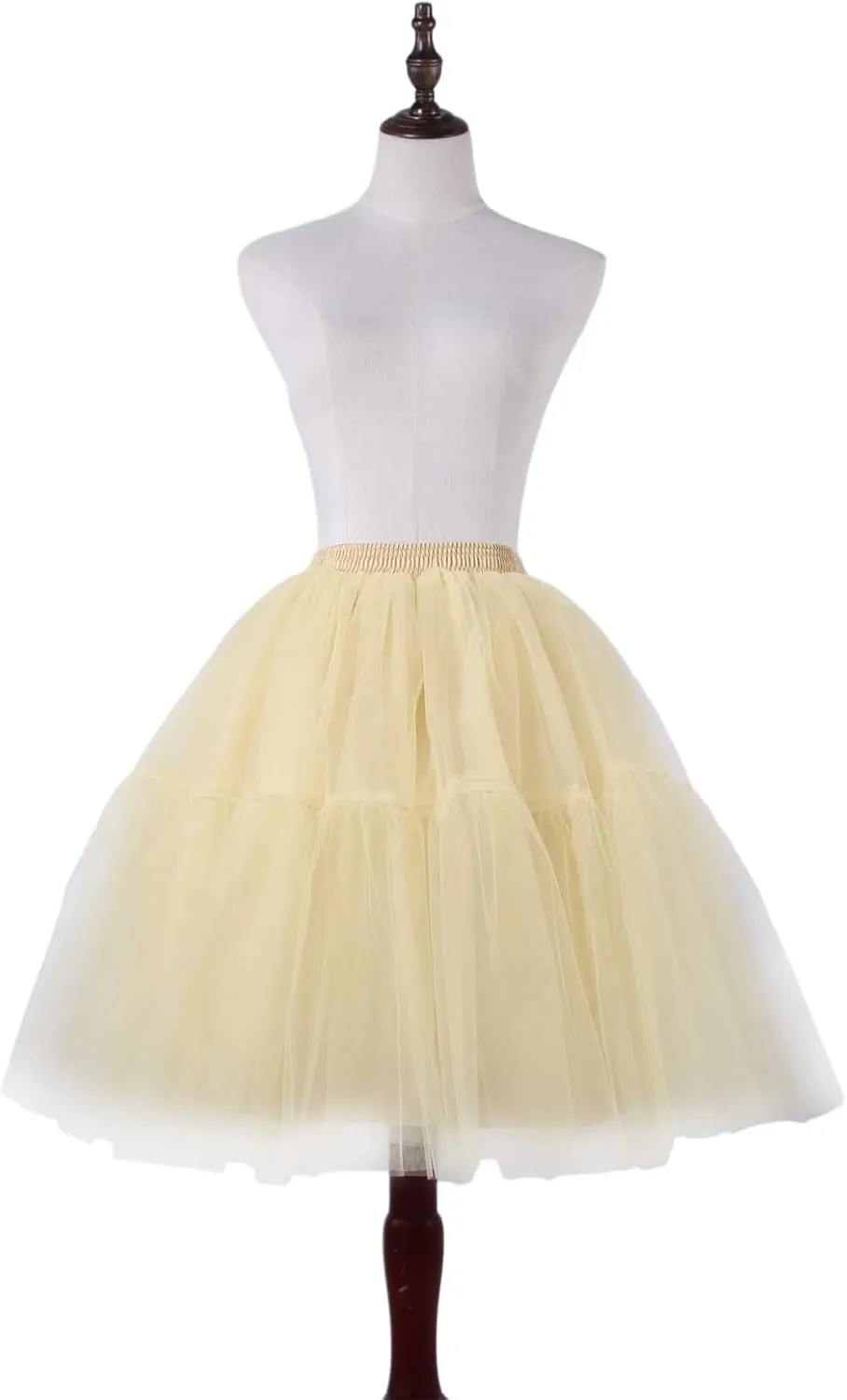 Tulle Skirt,Women's Midi Tulle Tutu Skirt Fluffy Princess Five Layers A line Party Prom Underskirt