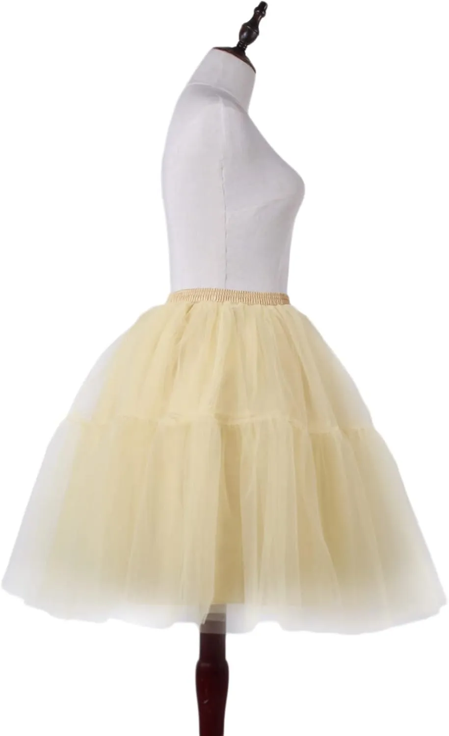 Tulle Skirt,Women's Midi Tulle Tutu Skirt Fluffy Princess Five Layers A line Party Prom Underskirt