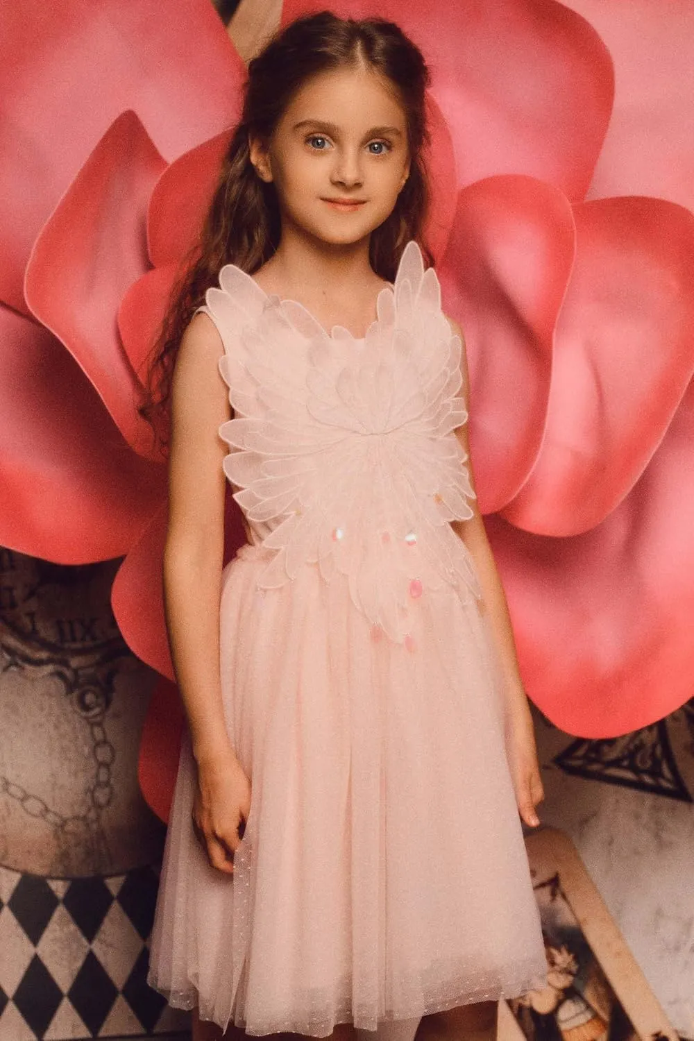 Tutu Dress for Girls - Embroidered Tulle Tiered Layered Flower Toddler Dress for Wedding & Birthday