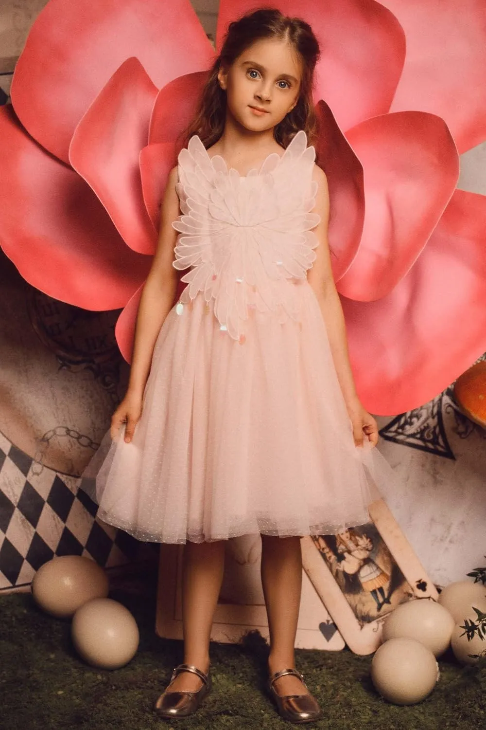 Tutu Dress for Girls - Embroidered Tulle Tiered Layered Flower Toddler Dress for Wedding & Birthday