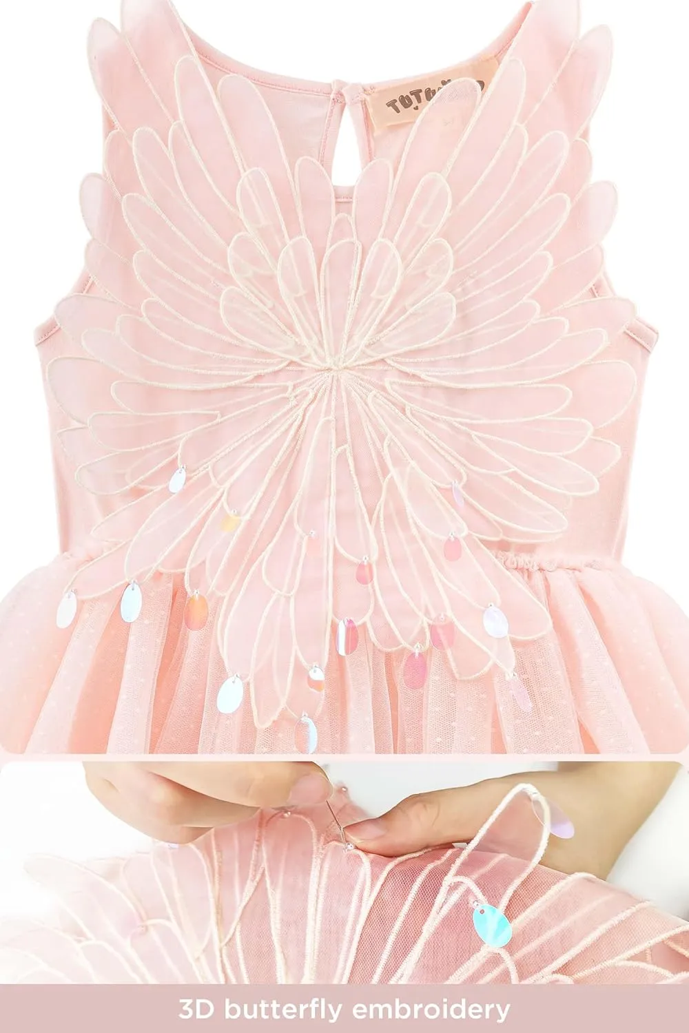 Tutu Dress for Girls - Embroidered Tulle Tiered Layered Flower Toddler Dress for Wedding & Birthday