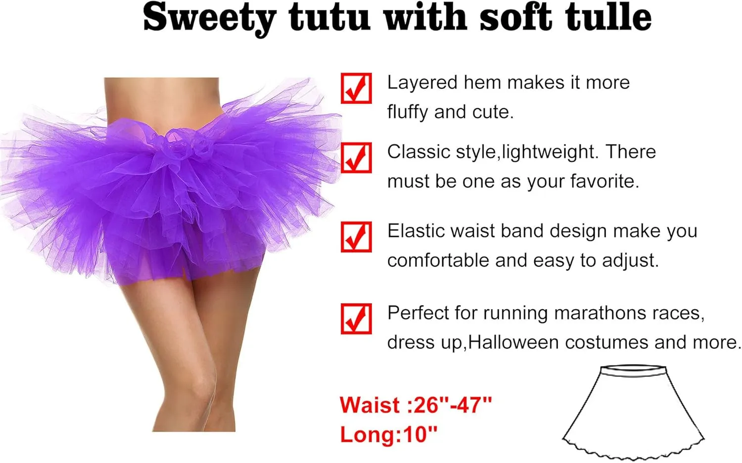 Tutus for Women Adult Tutu Women's 5 Layered Tulle Tutu Skirt