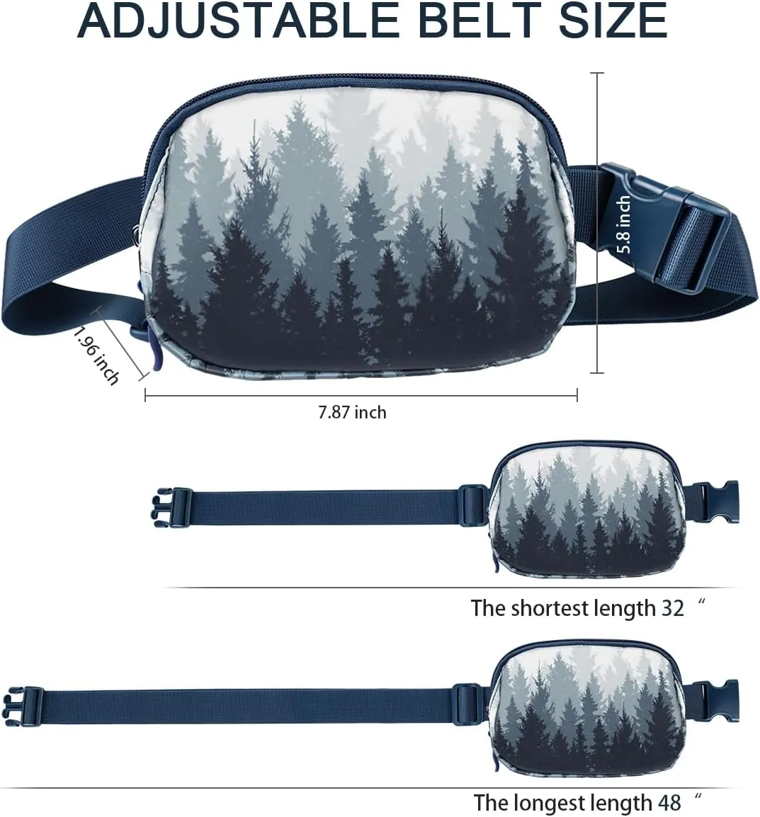Ultra Lightweight Belt Bag Cute Crossbody Bags for Women Fashion Pattern Waist Packs Waterproof Running Workout Hiking Travel Fanny Pack,Forest