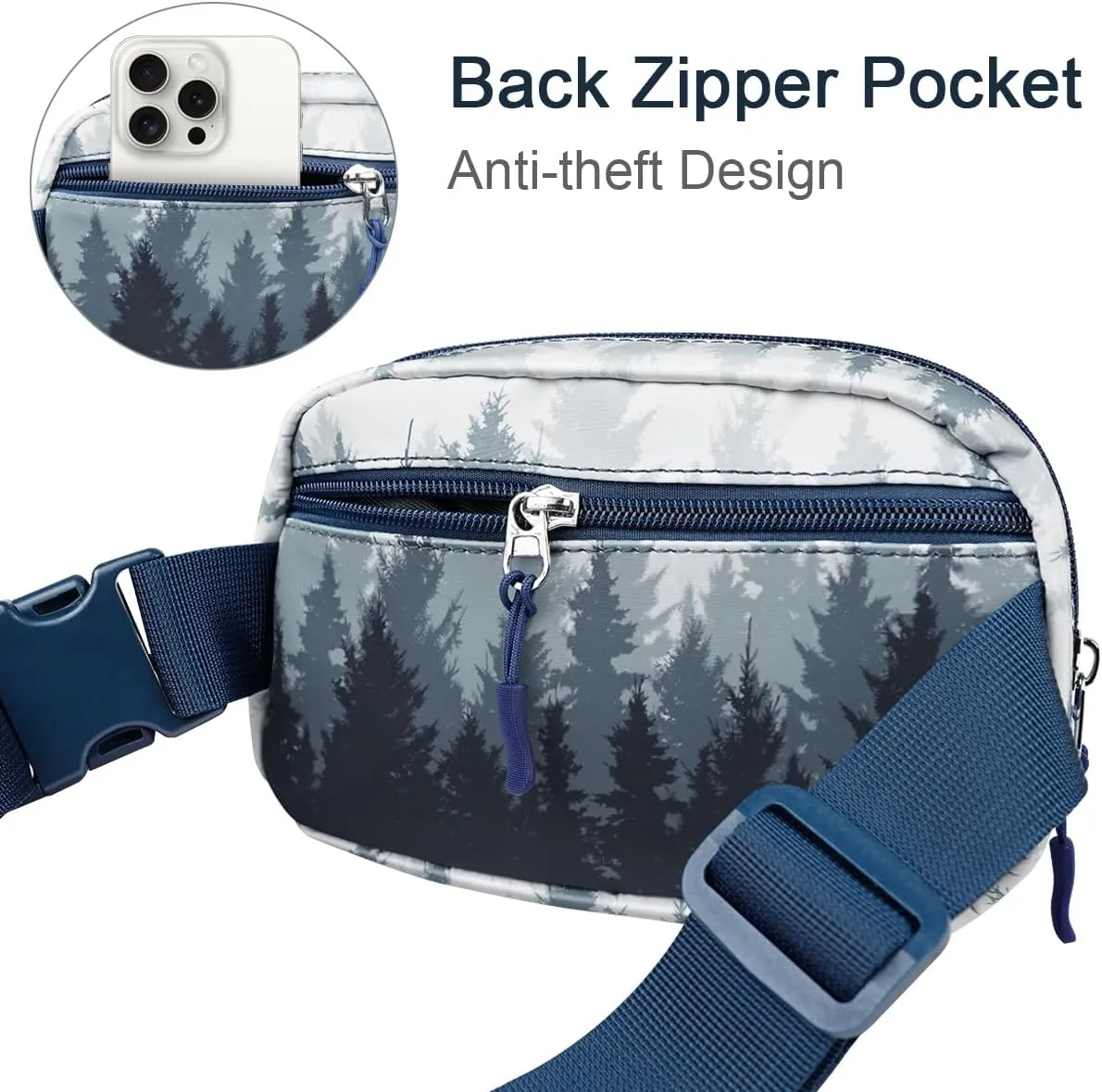 Ultra Lightweight Belt Bag Cute Crossbody Bags for Women Fashion Pattern Waist Packs Waterproof Running Workout Hiking Travel Fanny Pack,Forest