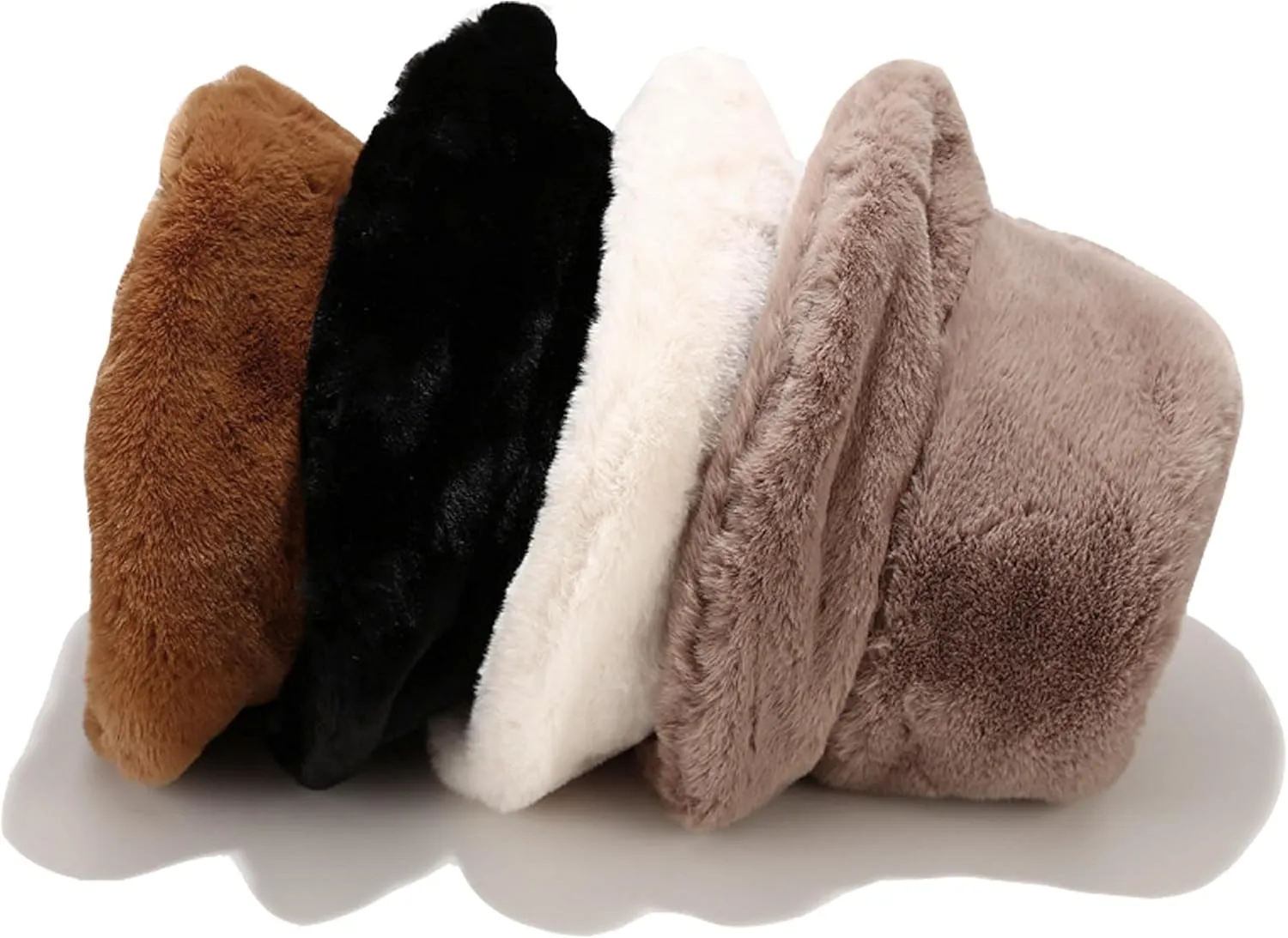 Umeepar Winter Faux Fur Fuzzy Bucket Hat Fluffy Warm Hat for Women Men