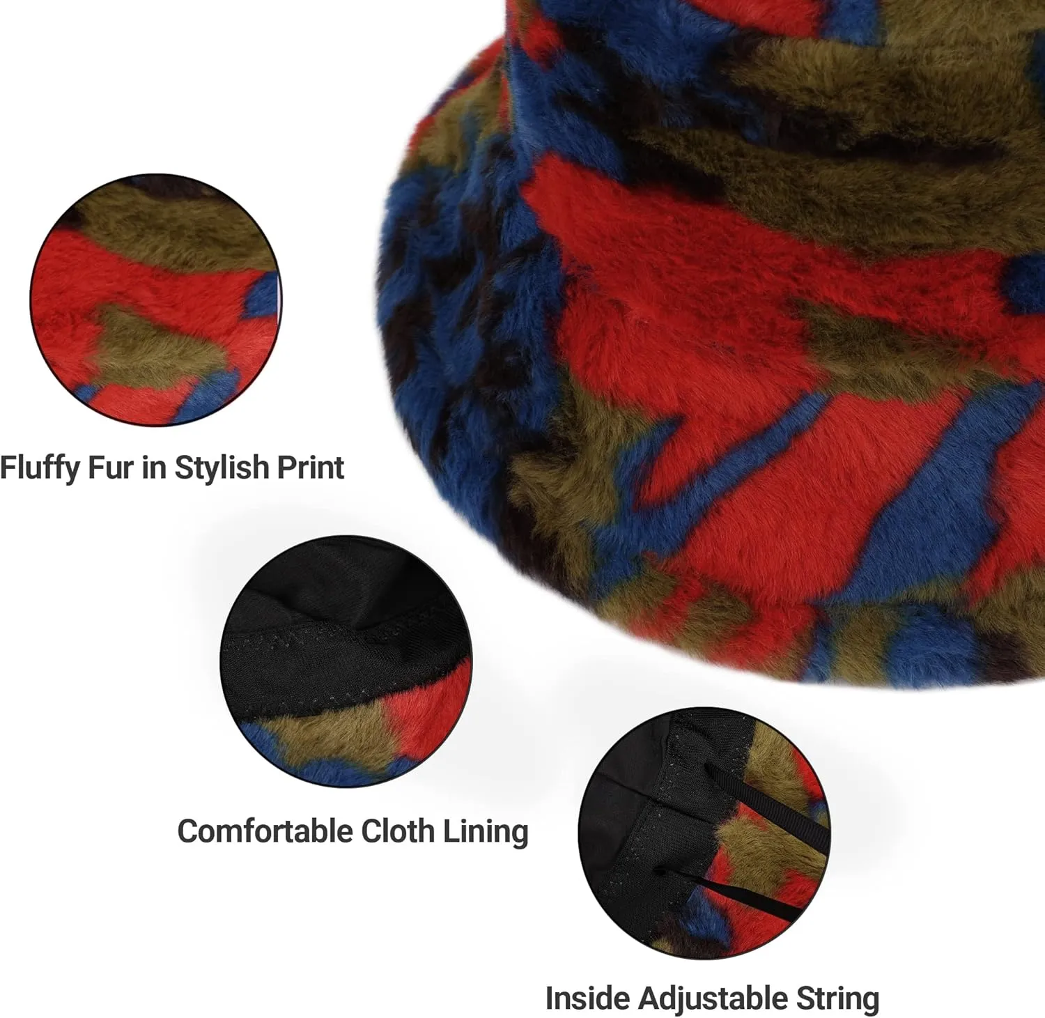 Umeepar Winter Faux Fur Fuzzy Bucket Hat Fluffy Warm Hat for Women Men