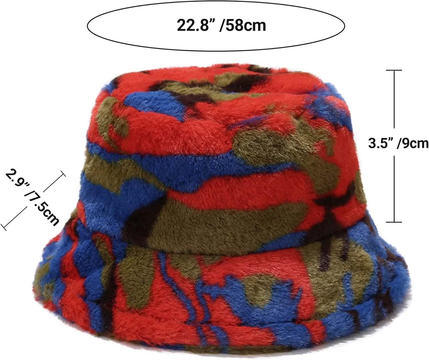 Umeepar Winter Faux Fur Fuzzy Bucket Hat Fluffy Warm Hat for Women Men