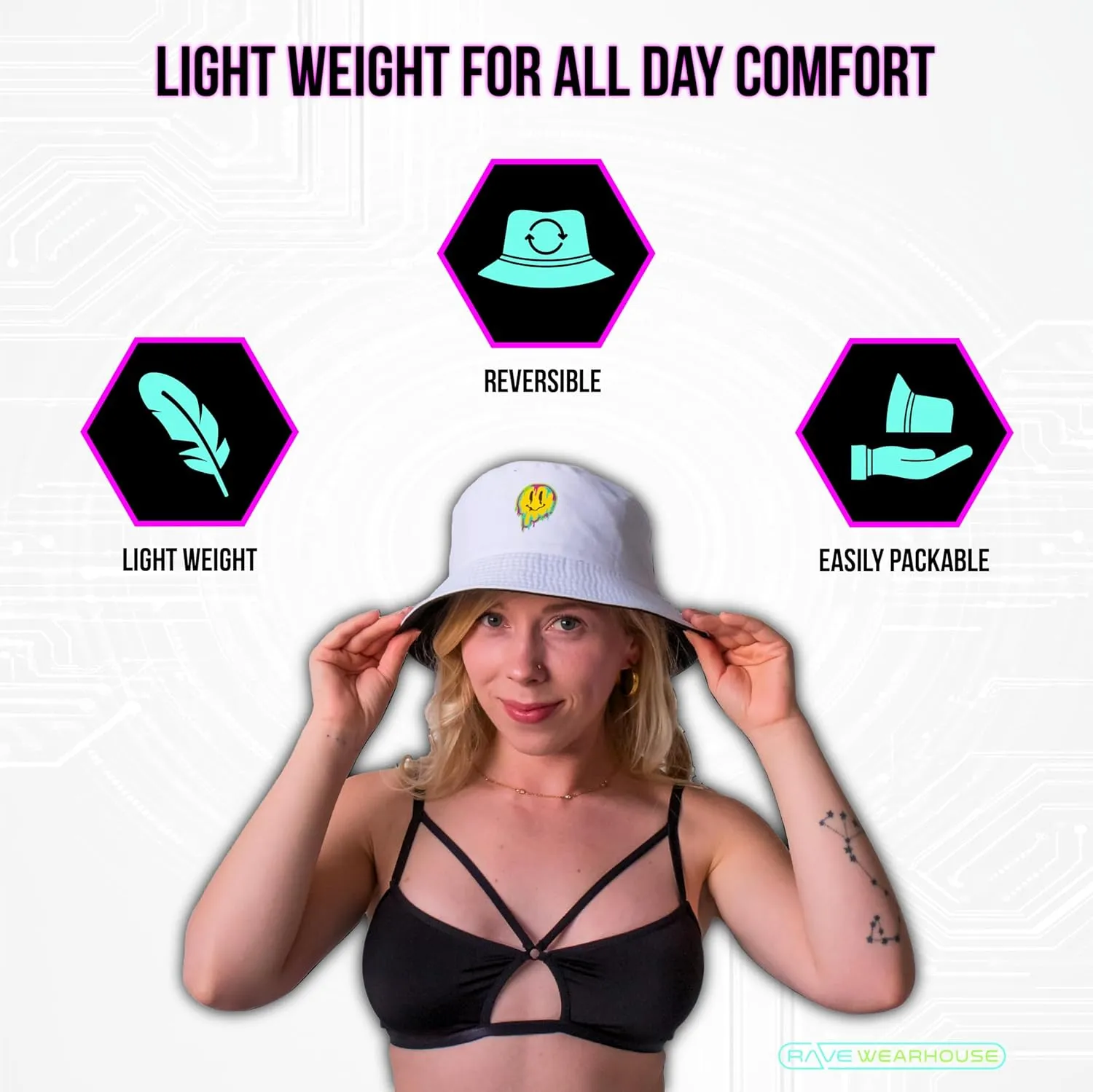 Unisex Bucket Hat Beach Sun Hat Aesthetic Fishing Hat for Men Women Teens, Reversible Double-Side-Wear