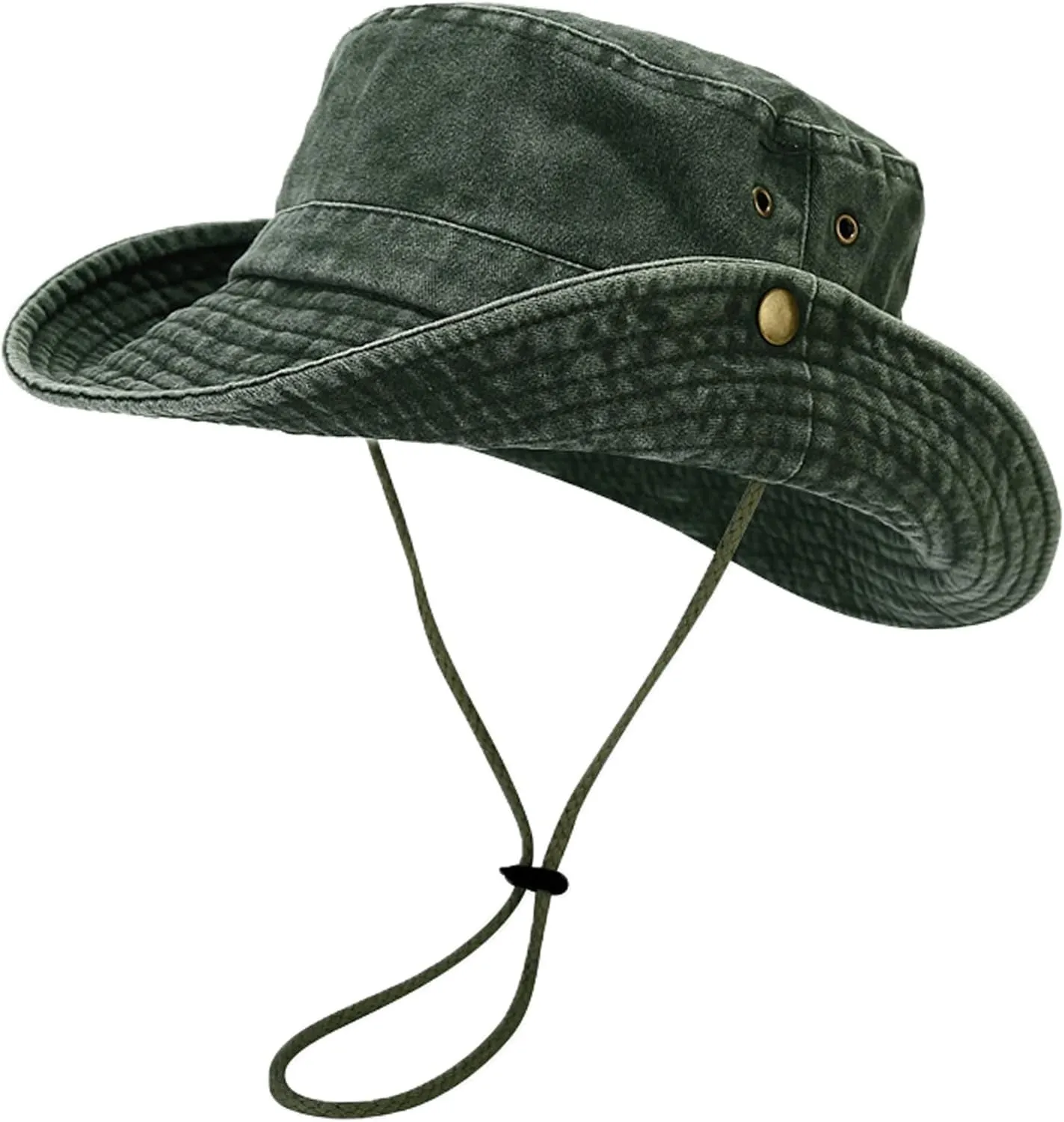 Unisex Cotton Boonie Hat Summer Outdoor Packable Fishing Bucket Hat Beach Sun Hat with String for Women Men