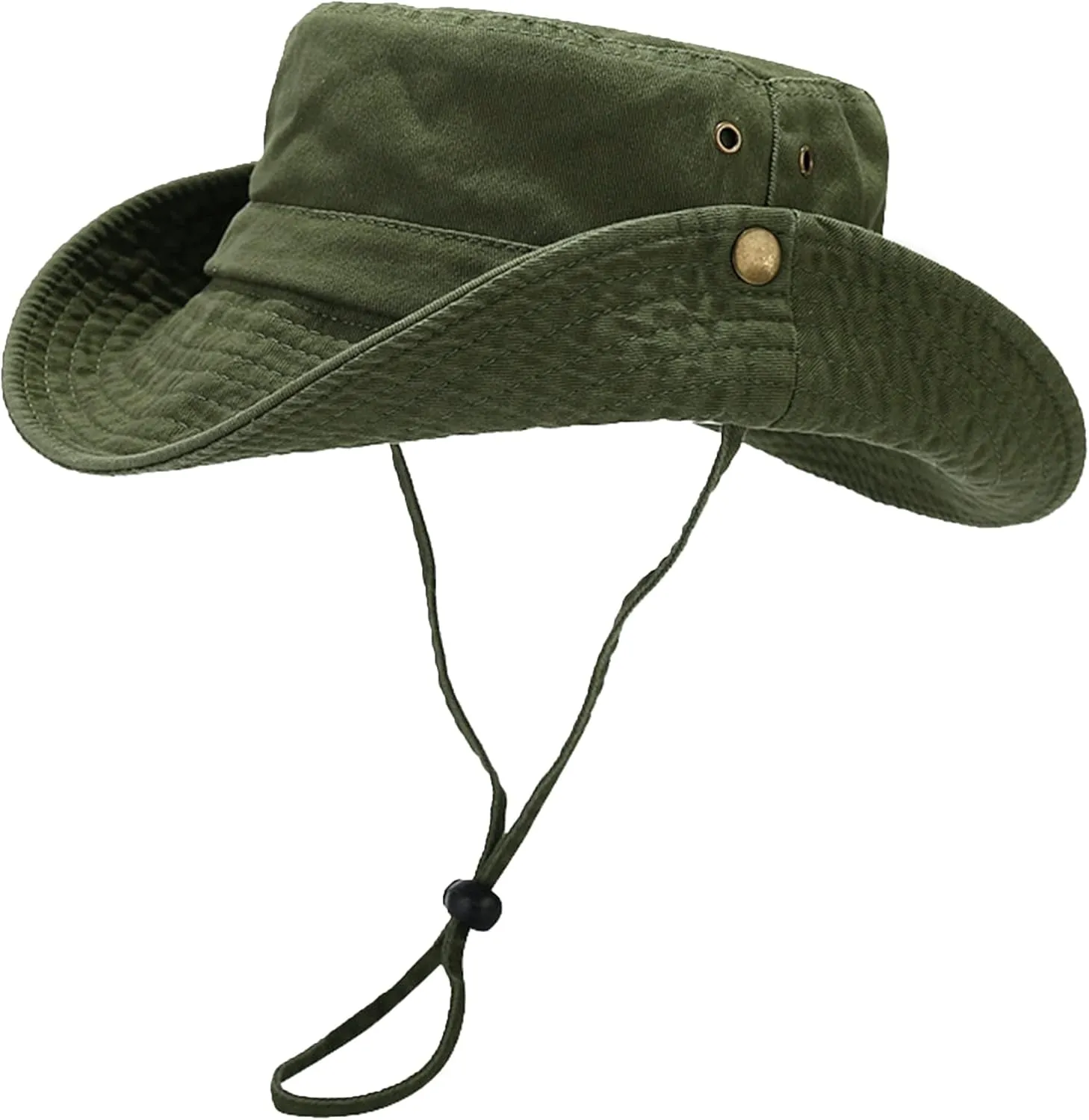 Unisex Cotton Boonie Hat Summer Outdoor Packable Fishing Bucket Hat Beach Sun Hat with String for Women Men