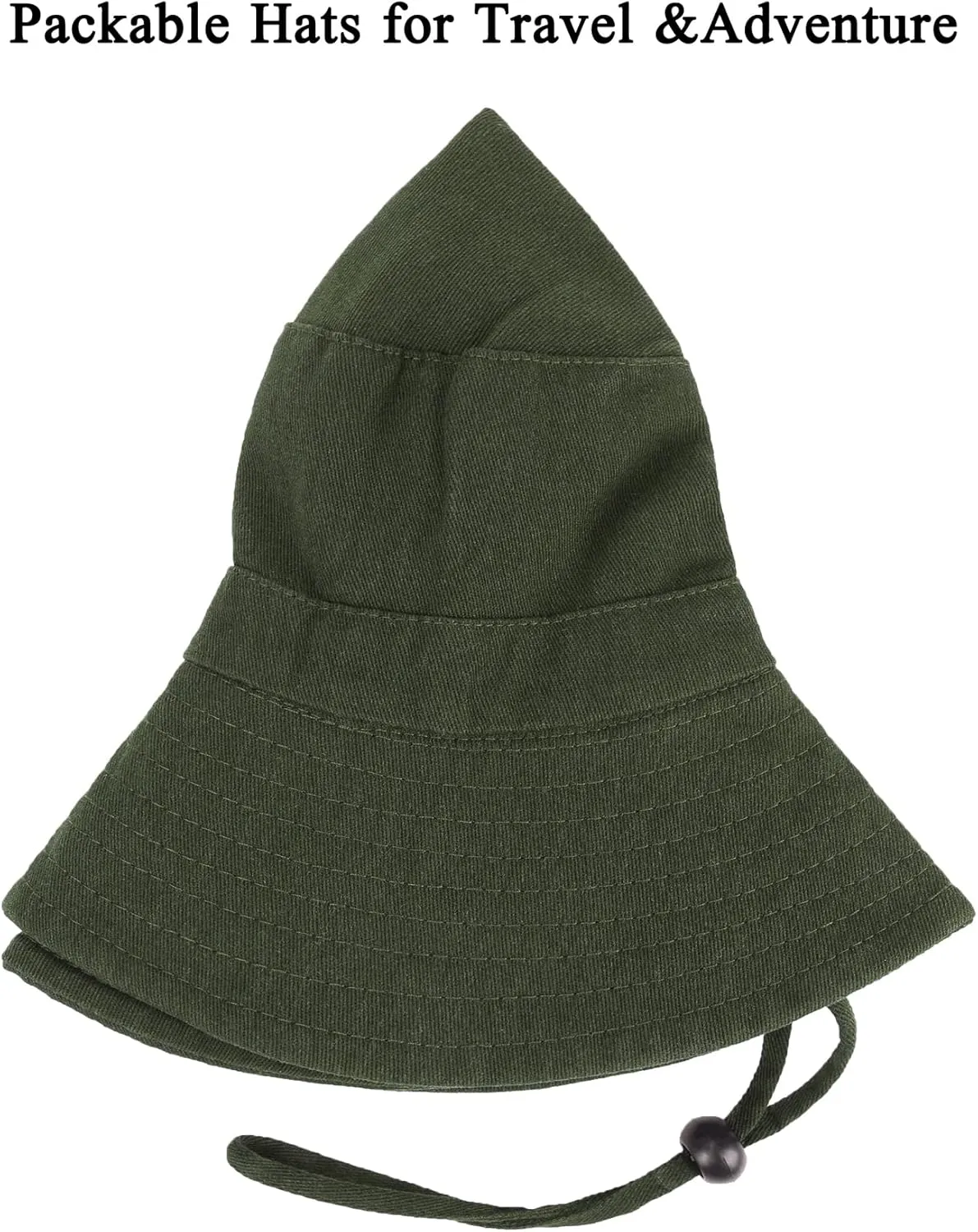 Unisex Cotton Boonie Hat Summer Outdoor Packable Fishing Bucket Hat Beach Sun Hat with String for Women Men