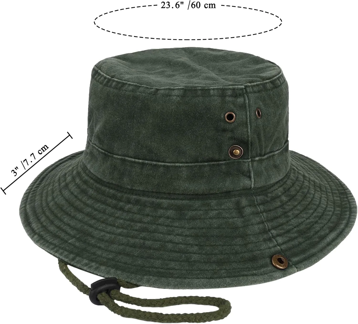 Unisex Cotton Boonie Hat Summer Outdoor Packable Fishing Bucket Hat Beach Sun Hat with String for Women Men