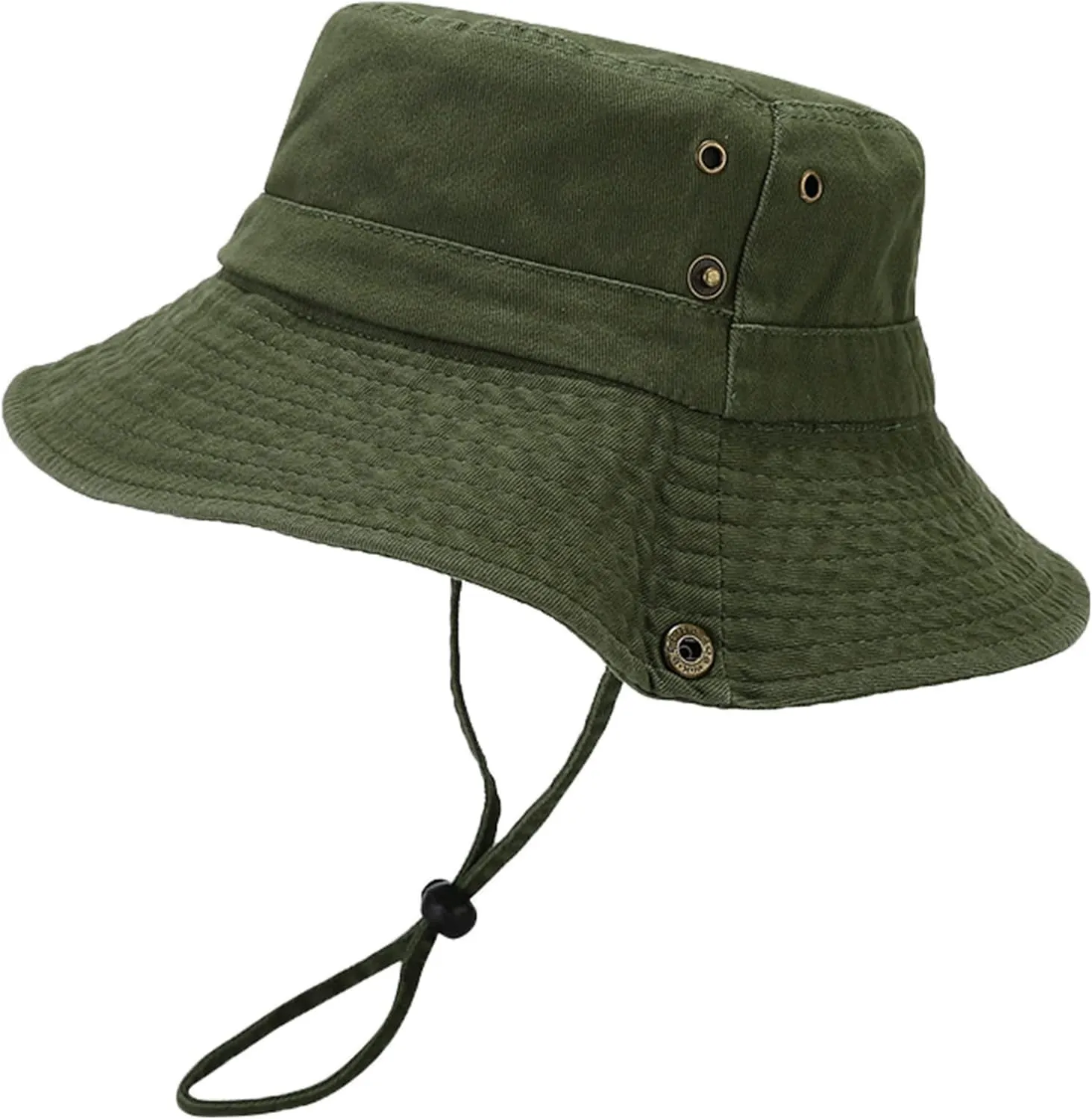 Unisex Cotton Boonie Hat Summer Outdoor Packable Fishing Bucket Hat Beach Sun Hat with String for Women Men
