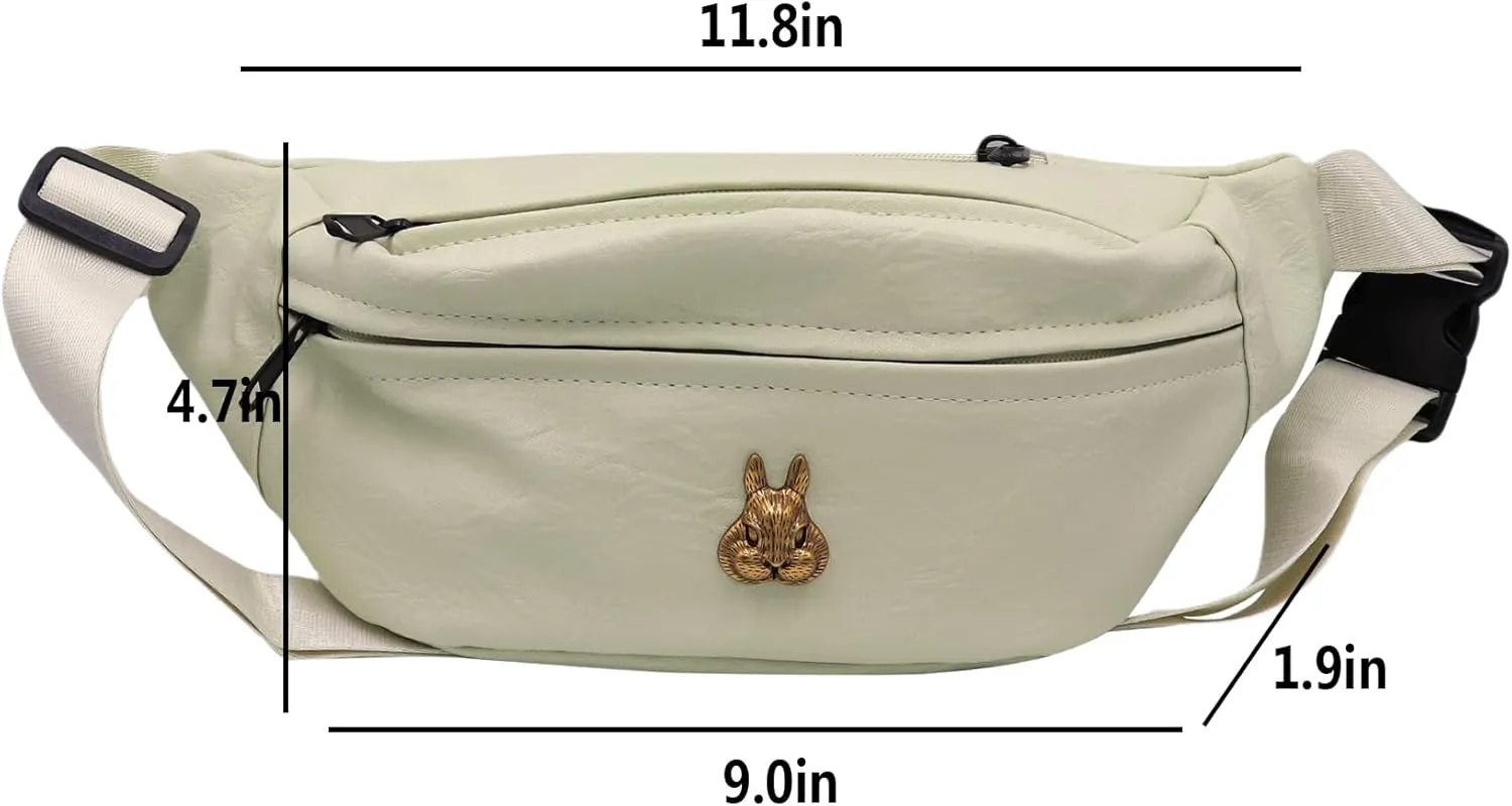 Unisex Leather Belt Bag Fanny Pack for Women Men Black Sling Chest Bag Fashion Crossbody Shoulder Bag