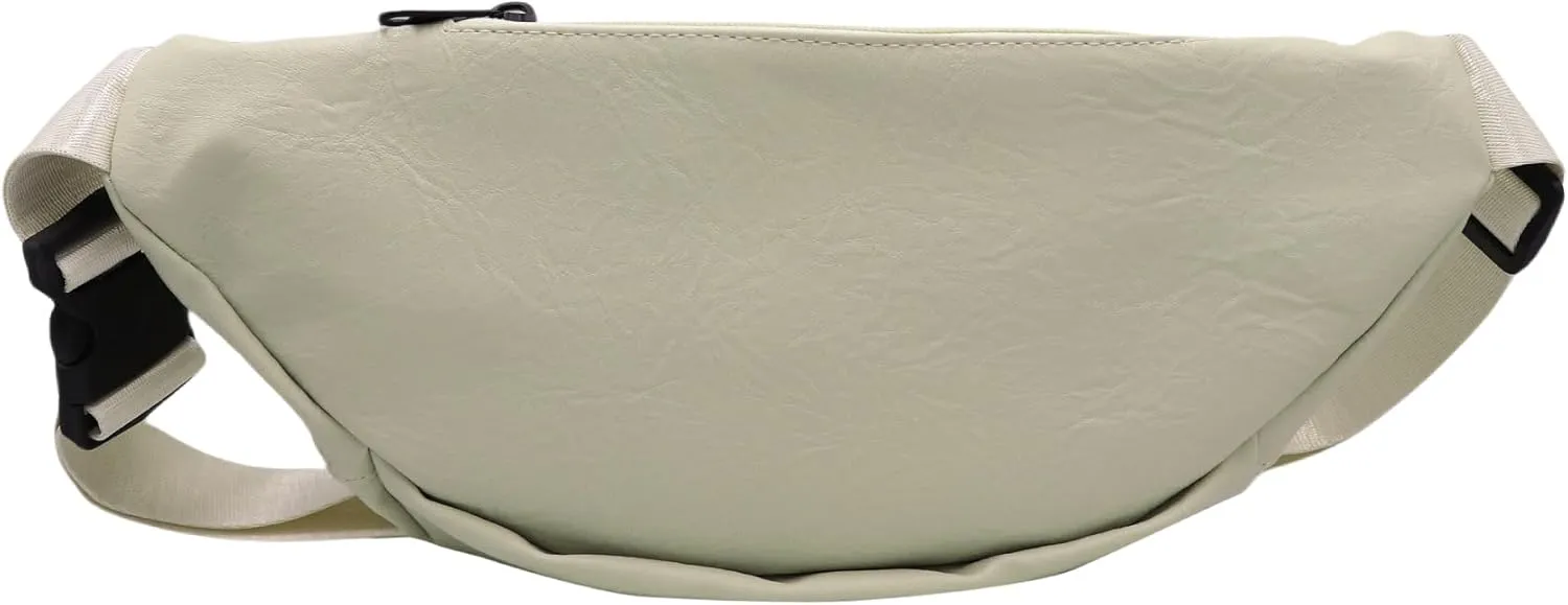 Unisex Leather Belt Bag Fanny Pack for Women Men Black Sling Chest Bag Fashion Crossbody Shoulder Bag