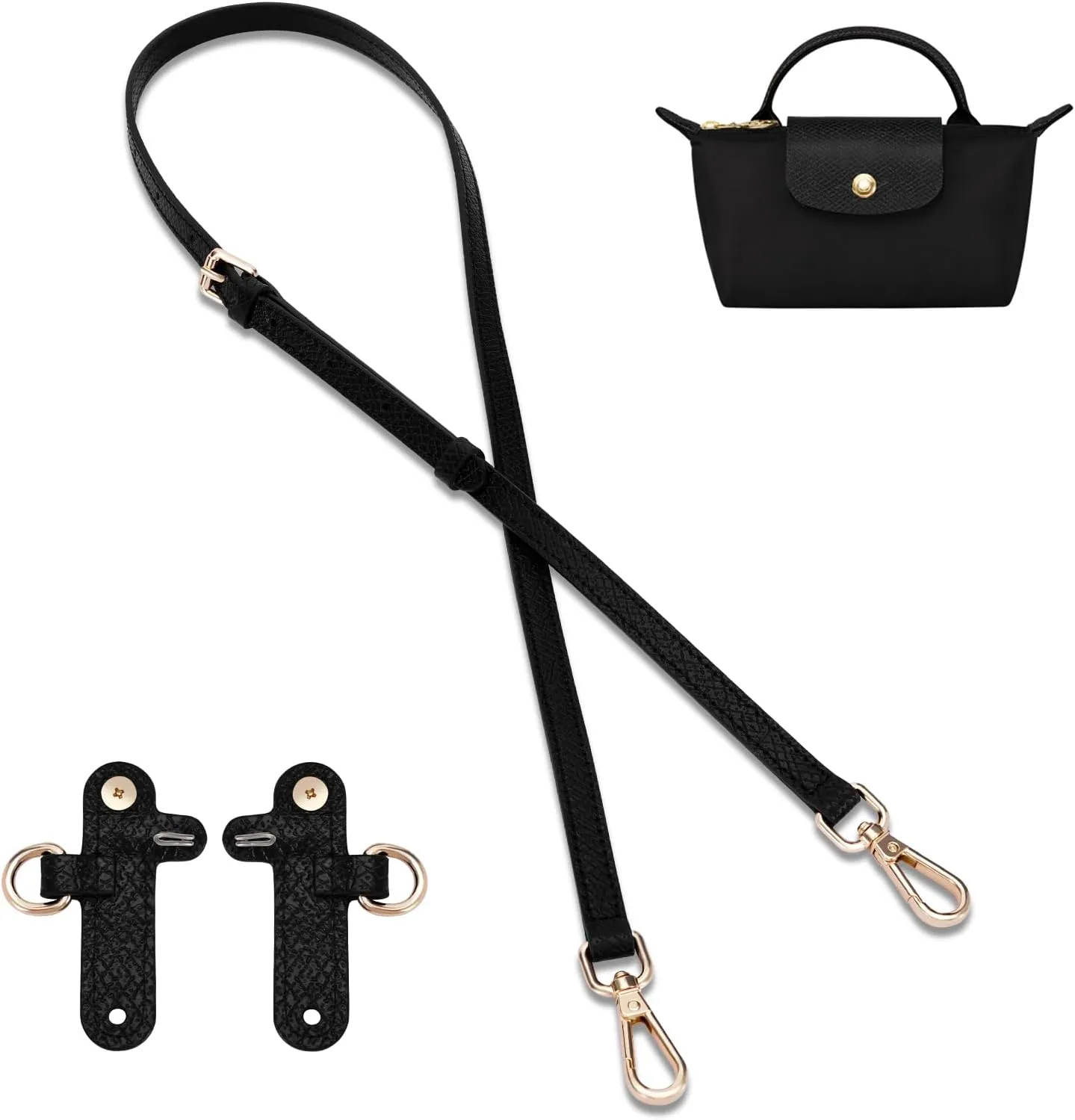 Upgraded Bags Leather Shoulder Strap for Longchamp Mini Bag Conversion Kit, Purse Straps Crossbody Adjustable Replacement Conversion Kit Fit Compatible with Long Champ Handbag