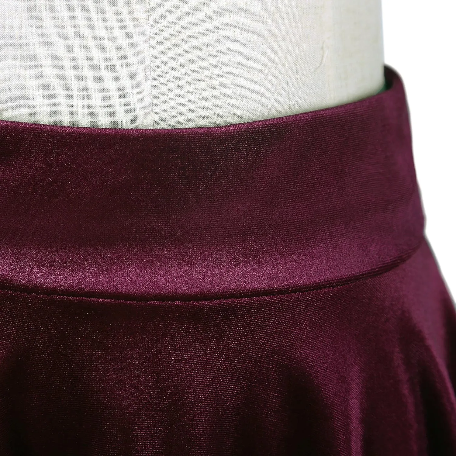 Urban CoCo Women's Vintage Velvet Stretchy Mini Flared Skater Skirt