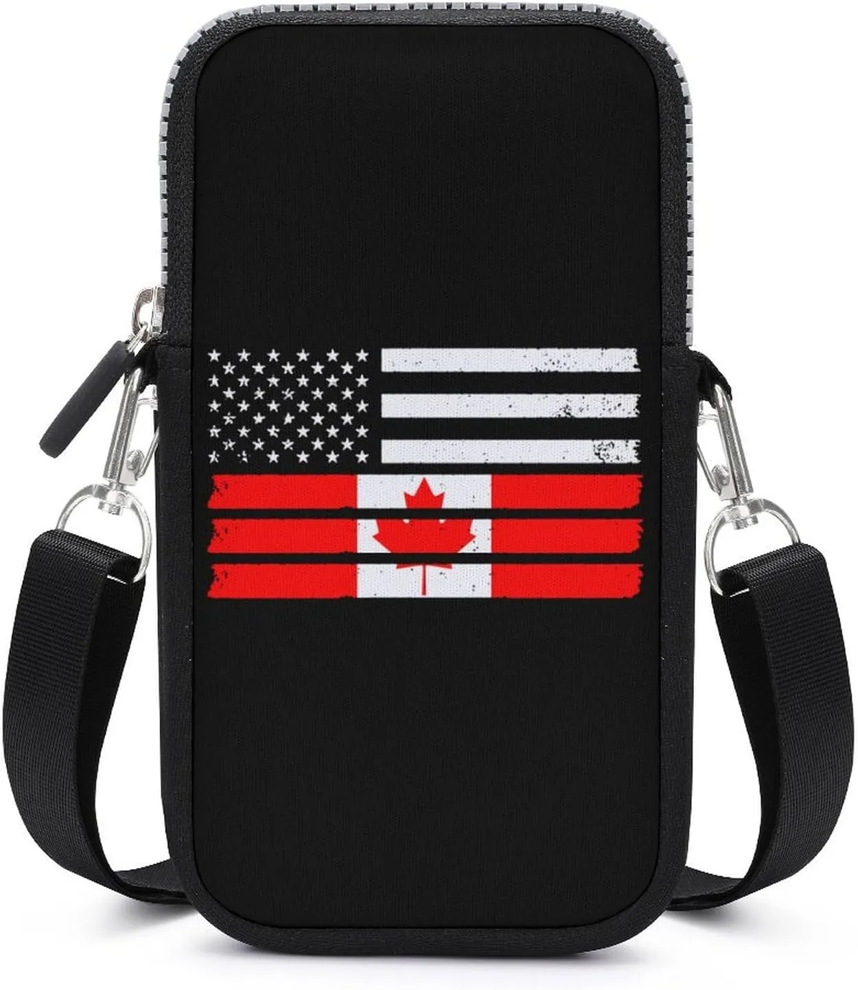 U.S Canada Flag Women Crossbody Phone Purse Adjustable Strap Cell Phone Shoulder Bag Small Belt Bag