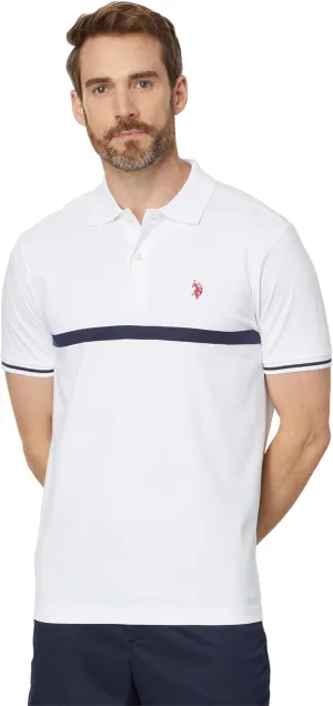 U.S. Polo Assn. Men's Short Sleeve Thin Stripe Colorblock Jersey Knit Polo Shirt