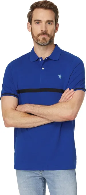 U.S. Polo Assn. Men's Short Sleeve Thin Stripe Colorblock Jersey Knit Polo Shirt