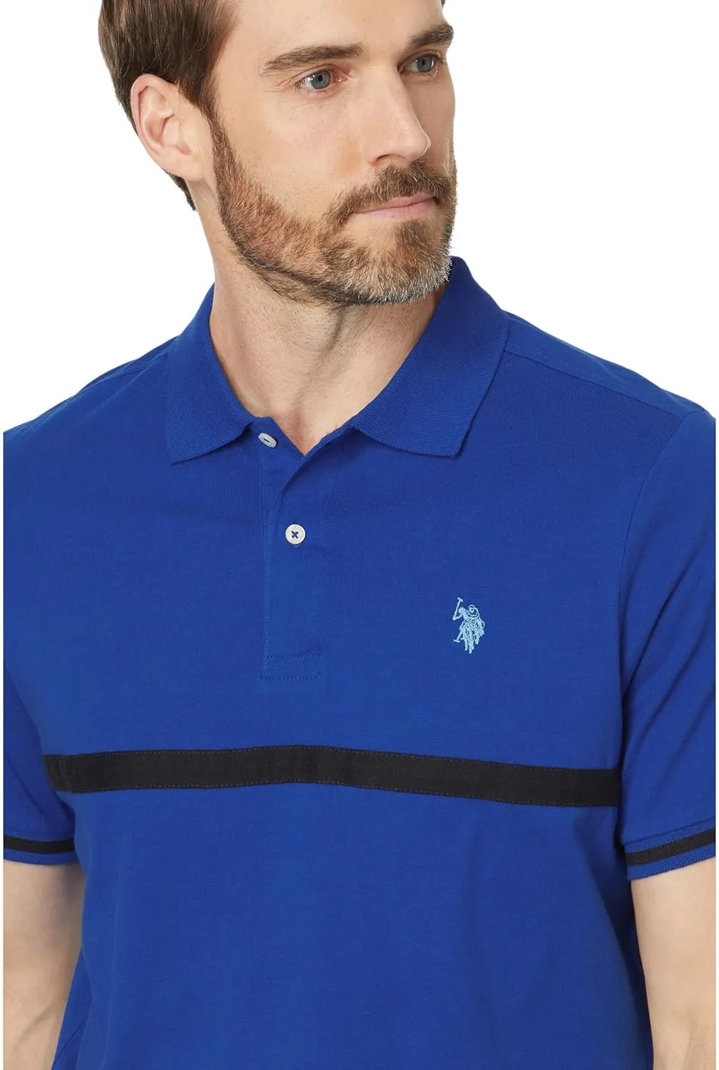 U.S. Polo Assn. Men's Short Sleeve Thin Stripe Colorblock Jersey Knit Polo Shirt