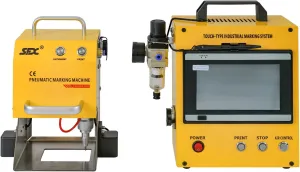US Stock 100W Pneumatic Dot Peen Metal Engraving Machine Pneumatic Dot Peen Marking Machine Engraving Size 120x50mm(4.7X2inch) Depth 0.02-1 mm Pneumatic Metal Engraving Machine for VIN,Date