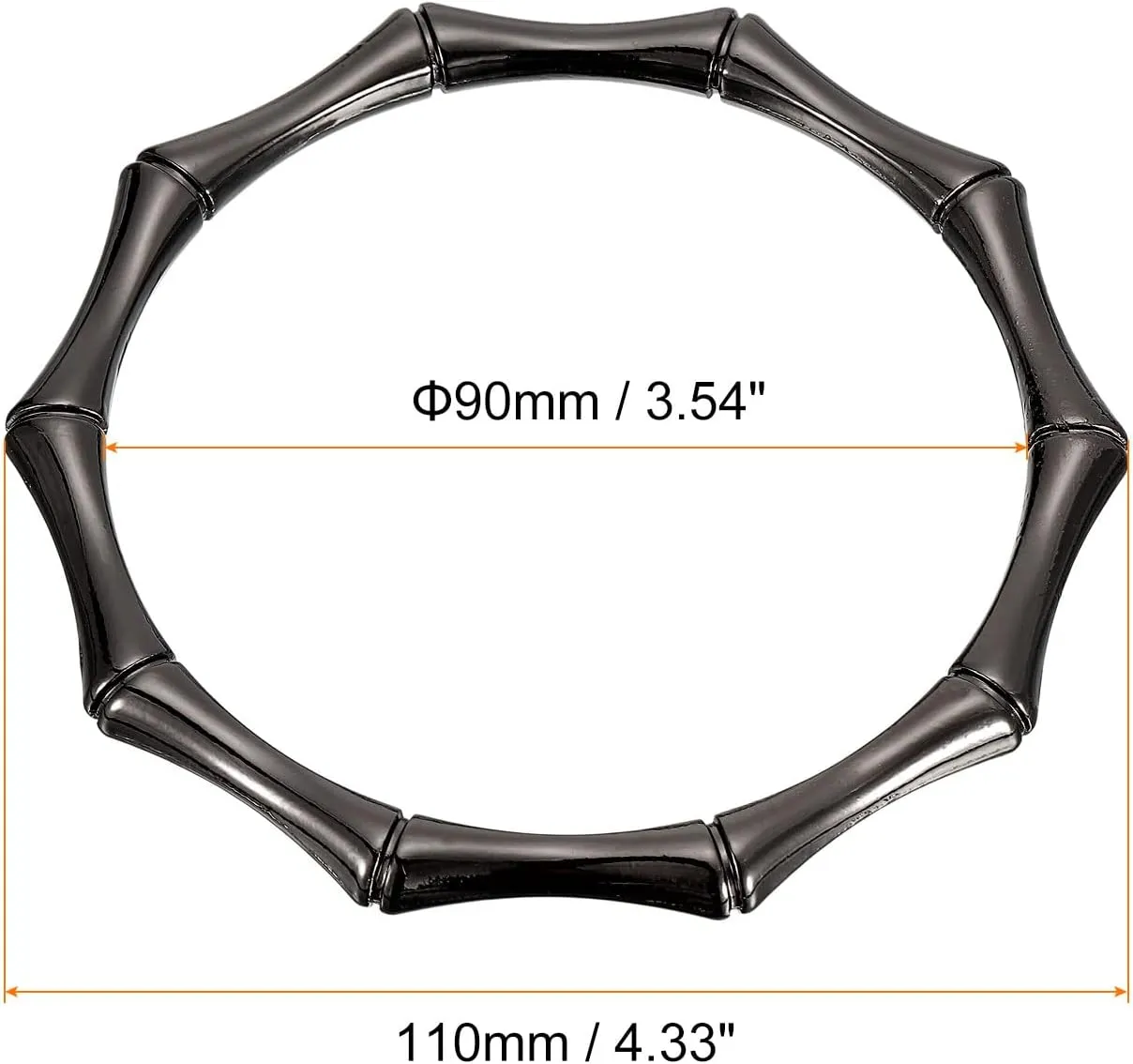 uxcell Metal Round Bamboo Handbag Handle, 2Pcs 4.33" Purse Handles Frame Replacement for Purse Making DIY Craft, Dark Grey