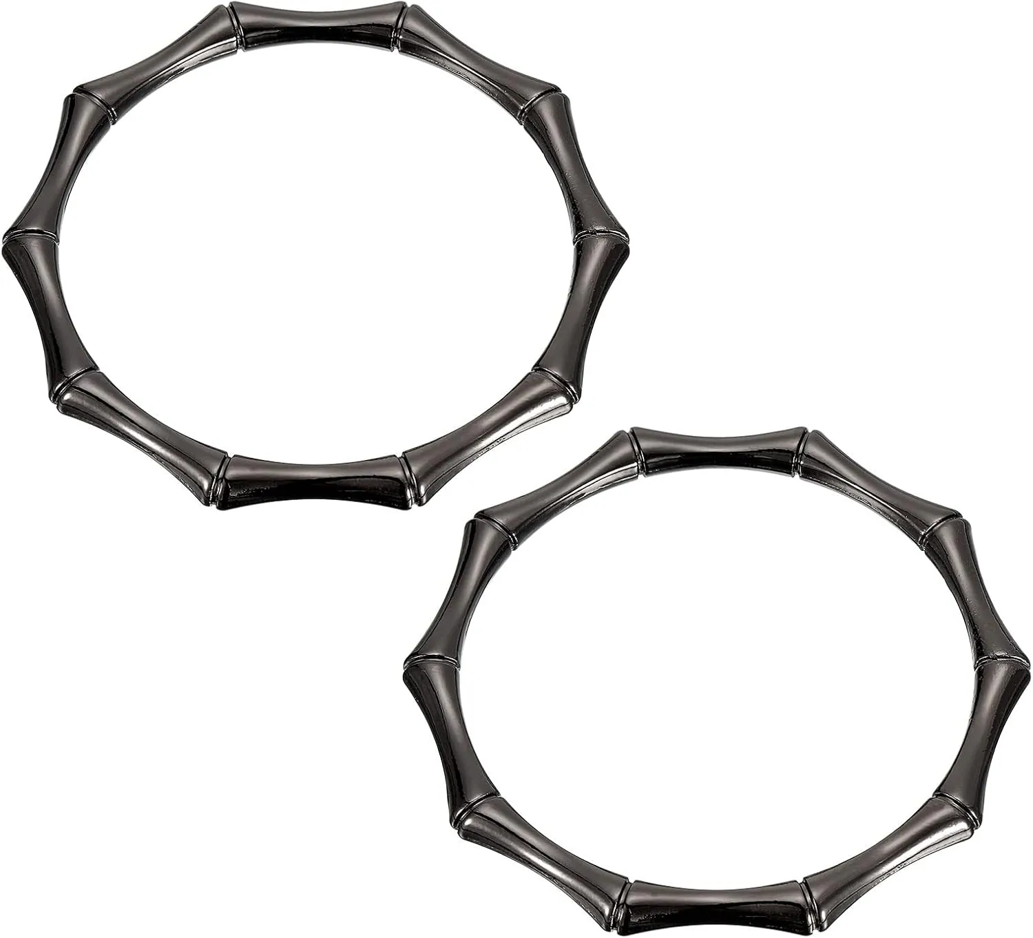 uxcell Metal Round Bamboo Handbag Handle, 2Pcs 4.33" Purse Handles Frame Replacement for Purse Making DIY Craft, Dark Grey