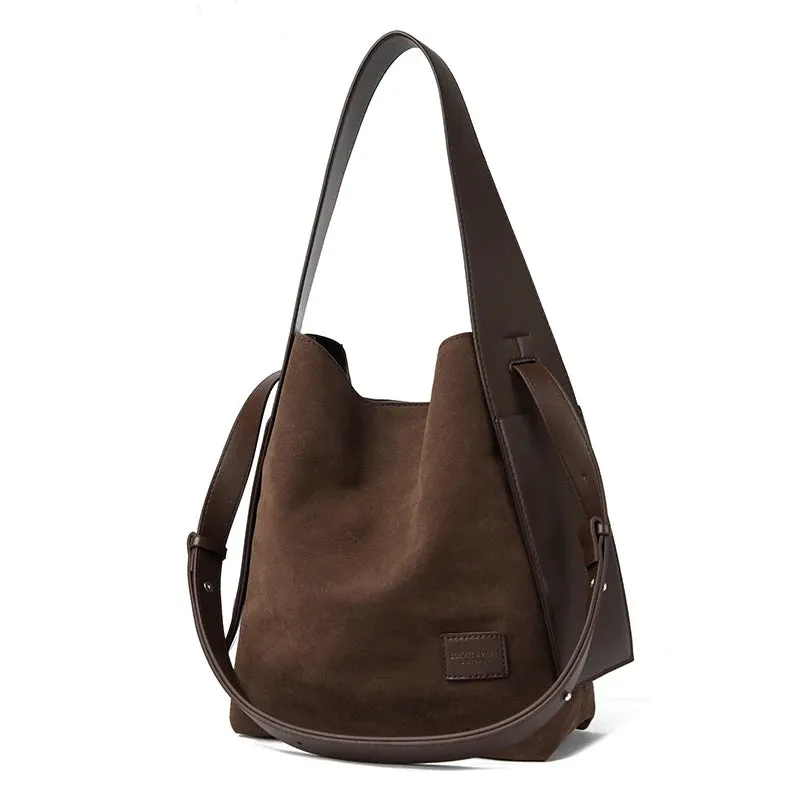 VANDERWAH Vintage Bucket Bag Light Shoulder Crossbody Bags for Women Luxury Personality Design Large Casual Commuting Tote Bag